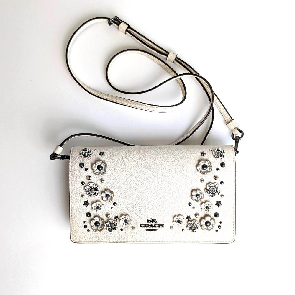 COACH Foldover Crossbody Clutch with Tea Rose